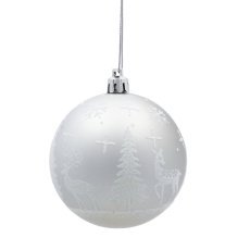 Chomik - Set aus 6 silbernen Christbaumkugeln, 8 cm, mit verschiedenen Mustern *5812