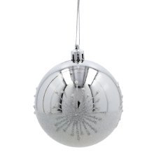 Chomik - Set aus 6 silbernen Christbaumkugeln, 8 cm, mit verschiedenen Mustern *5812