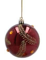 Chomik - Set aus 6 burgunderroten Christbaumkugeln, 8 cm, mit verschiedenen Mustern *5843