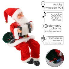 Mikołaj mit Akkordeon – spielende LED-Figur 40,5 cm *6529