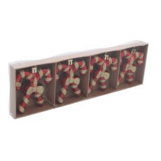 Chomik - Komplettset mit 4 Weihnachtsornamenten – Zuckerstange, 7,5 x 6,5 cm, Verpackung = 12 Sets *7250