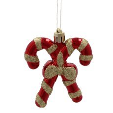 Chomik - Komplettset mit 4 Weihnachtsornamenten – Zuckerstange, 7,5 x 6,5 cm, Verpackung = 12 Sets *7250