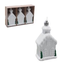 Chomik - Set mit 3 Weihnachtsanhängern – Häuschen 9 cm, Verpackung = 12 Sets *7373