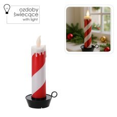 Chomik - Festliche LED-Kerze 10 x 10 x 27,5 cm in Weiß-Rot *7724
