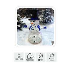 Festliche Dekoration – Schneemann mit LED, 1,2 m, 100 Lichter, warmweiß, für Innen- und Außenbereich *8400