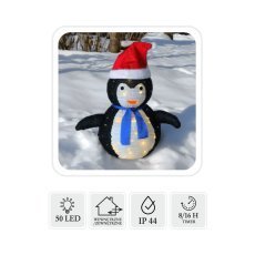 Festliche Dekoration – LED-Pinguin, 75 cm, 50 Lichter, warmweiß, für innen und außen *8417
