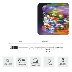 LED-Lichterkette auf Spule, 500 bunte Lämpchen, Länge: 3 + 50 m *8547
