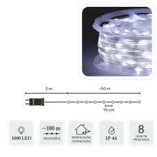 LED-Mikrolichter auf der Rolle, 1000 Lampen, kaltweiß, Länge 3 + 100 m *8561