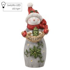 Weihnachtsfigur – Schneemann mit der Aufschrift 