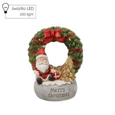 Weihnachtsfigur – Kranz mit Weihnachtsmann „Merry Christmas“ 22 x 21 x 40 cm LED *0875