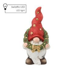 Weihnachtsfigur – Wichtel mit Kranz 19 x 17 x 40 cm LED *0822