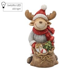 Weihnachtsfigur – Rentier mit Geschenksack, 30 x 20 x 43 cm, LED *0905