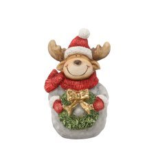 Weihnachtsfigur – Rentier mit Kranz 18 x 18 x 32 cm *0912