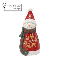 <p>Weihnachtsfigur – Schneemann mit Schneeflocke 18,7 x 18 x 39,7 cm LED *1476</p>