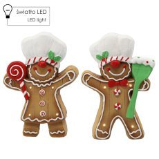 Figur Weihnachtsdekoration – Lebkuchen Junge/Mädchen 25 x 9,5 x 35,5 cm LED *0950