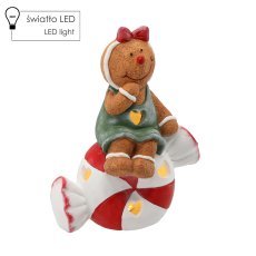 Figur – Lebkuchenmann, der auf einer Zuckerstange sitzt, 26,5 x 15 x 35 cm, LED *0981
