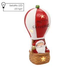 Weihnachtsfigur – Weihnachtsmann im Heißluftballon, 20 x 20 x 43 cm, LED *1001