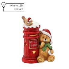 Weihnachtsfigur – Bär mit Briefkasten, 27 x 18 x 37,5 cm, LED *1018