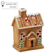 Weihnachtsfigur – Lebkuchenhaus, 6,5 x 11 x 23 cm, LED, Packung mit 4 Stück *1124