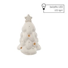 Weihnachtsfigur – Keramik-Tannenbaum 12 x 11,9 x 20,9 cm mit LED, Verpackung = 2 Stück *1209