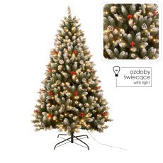 Künstlicher Weihnachtsbaum 180 cm – verschneit mit Vogelbeeren, Zapfen und LED *9056