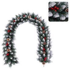 Weihnachtsdekoration – Girlande 2 m verschneit mit Vogelbeeren und Zapfen *9063