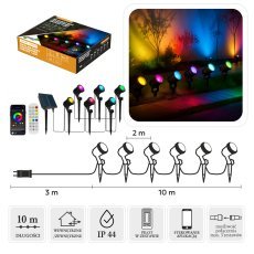 Smart LED Gartenstrahler Set, 6 Leuchten, Multicolor, Länge 3 + 10 m, für Innen- und Außenbereich *9315