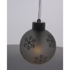 Set aus 3 LED-Weihnachtskugeln aus Glas mit Schneeflocken und Fernbedienung, 8 x 10 cm *9476