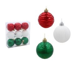 Chomik - Set aus 9 Christbaumschmuckstücken, 6 cm, rot/grün/weiß *9926