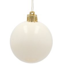 Chomik - Kpl. 30 Christbaumkugeln 6 cm in Röhre champagner/grau/weiß *9995