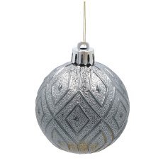 Chomik - Kpl. 30 Christbaumkugeln 6 cm in Röhre champagner/grau/weiß *9995