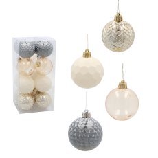 Chomik - Set aus 16 Christbaumkugeln, 6 cm, in Champagner-, Grau- und Weißtönen *0004