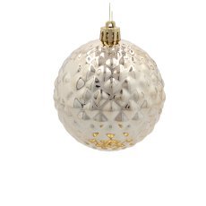 Set aus 6 Weihnachtskugeln, 8 cm, in Champagner/Grau/Weiß *0066