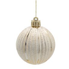 Chomik - Set mit 12 Weihnachtskugeln, 6 cm, in Champagner-, Grau- und Weißtönen *0080
