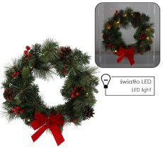 Weihnachtskranz mit 15 LED-Lichtern, 40 cm, rot *0271