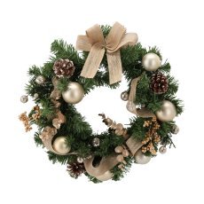 Weihnachtskranz mit 15 LED-Lichtern, 40 cm, gold *0301