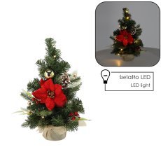 Weihnachtsbaum mit 10 LED-Lichtern, 40 cm, rot-gold *0738