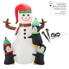 Aufblasbarer Schneemann mit Pinguinen LED 190 cm *0394
