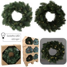 Weihnachtskranz aus Kiefer, Ø 35 cm, mit LED, gemischte Designs, Verpackungseinheit: 12 Stück, Palette: 36 Stück *2015