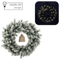 Weihnachtskranz aus verschneitem Kiefer, Ø 60 cm, mit LED *2053
