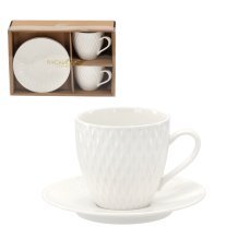 Set aus 2 geprägten Tassen mit Untertassen, 250 ml *4139