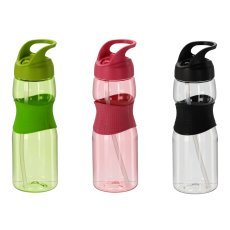 Wasserflasche 730 ml mit Trinkhalm, Farb-Mix *4225