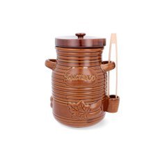 Keramikgefäß 3,5 l für Gurken mit Zange honigfarben *3170
