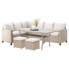 Gartenlounge „Cesme“ – Ecksofa mit Tisch und 2 Hockern *3517*