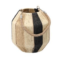 Laterne im Boho-Stil, gestreift, mit Glaseinsatz, Höhe 23/25 cm *6697