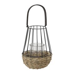 Metalllaterne – schwarz-braun, 26/41 cm mit Glaseinsatz *6673