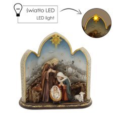 Chomik - Weihnachtsfigur – Heilige Familie in der Krippe mit LED-Stern – GOT6867