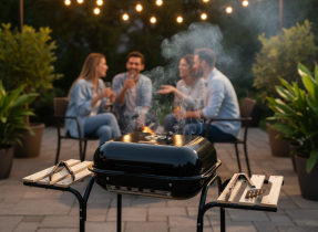 Chomik - Amerikanischer Holzkohlegrill mit seitlichen Ablagen und Rädern - BBQ0155