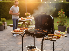 Chomik - Amerikanischer Holzkohlegrill mit seitlichen Ablagen und Rädern - BBQ0155