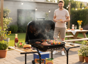 Chomik - Amerikanischer Holzkohlegrill mit seitlichen Ablagen und Rädern - BBQ0155